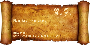 Marks Ferenc névjegykártya